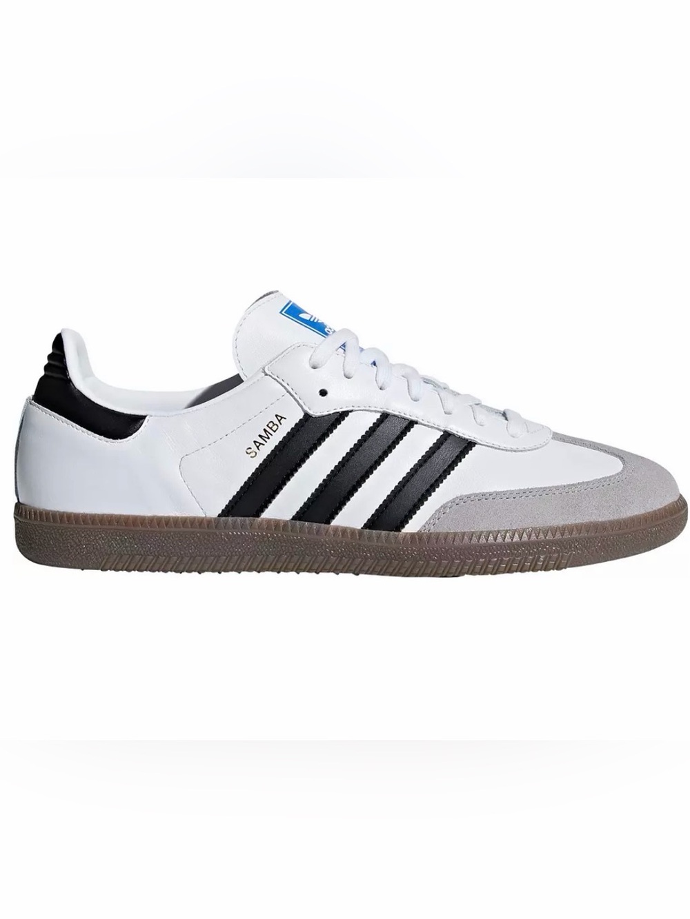 adidas Men’s White Sneakers with Black Stripes and Gray Suede